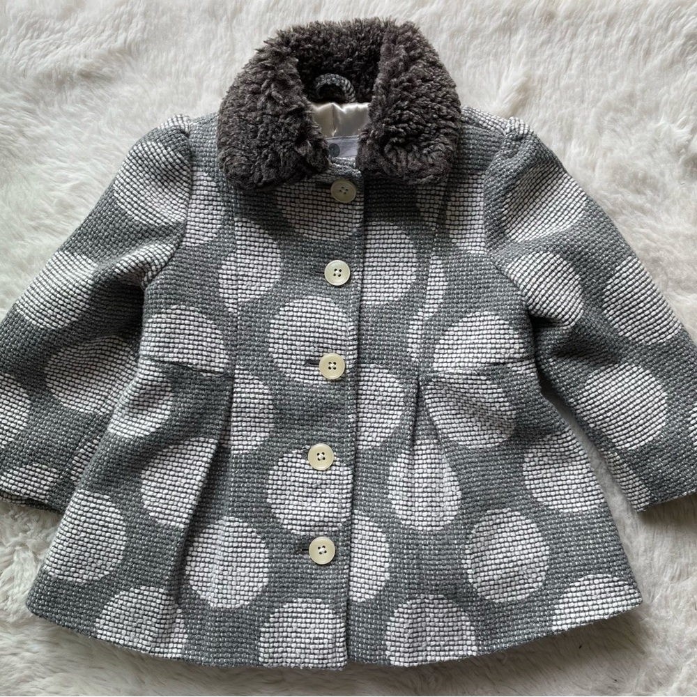 Cherokee Gray and White Polka Dot Kids Pea Coat